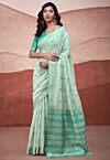 Woven Cotton Silk Saree in Sea Green