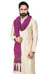 Woven Crushed Art Silk Men Stole in Pink