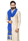 Woven Crushed Art Silk Men Stole in Royal Blue