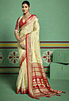 Woven Georgette Brasso Saree in Beige