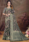Woven Georgette Brasso Saree in Black