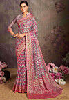 Woven Georgette Brasso Saree in Dusty Purple