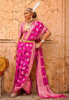 Woven Georgette Brasso Saree in Fuchsia