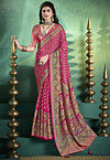 Woven Georgette Brasso Saree in Fuchsia