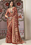 Woven Georgette Brasso Saree in Maroon