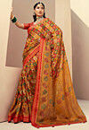 Woven Georgette Brasso Saree in Multicolor