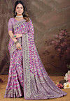 Woven Georgette Brasso Saree in Purple