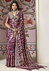 Woven Georgette Brasso Saree in Purple