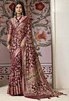 Woven Georgette Brasso Saree in Purple