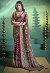 Woven Georgette Brasso Saree in Purple