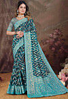 Woven Georgette Brasso Saree in Teal Blue