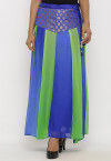 Woven Georgette Panelled Skirt in Blue and Green