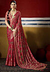 Woven Georgette Saree in Maroon