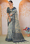 Woven Georgette Silk Saree in Beige