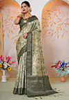 Woven Georgette Silk Saree in Green