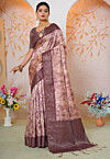 Woven Georgette Silk Saree in Peach