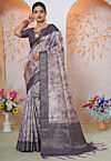 Woven Georgette Silk Saree in Purple
