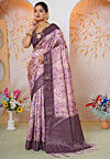 Woven Georgette Silk Saree in Purple