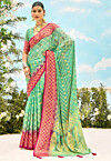 Woven Georgette Brasso Saree in Light Green