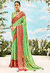 Woven Georgette Brasso Saree in Light Green
