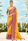 Woven Georgette Brasso Saree in Mustard