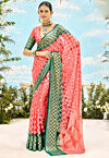 Woven Georgette Brasso Saree in Peach