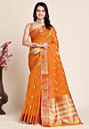 Woven Kota Doria Saree in Mustard