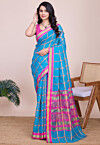 Woven Kota Doria Saree in Sky Blue
