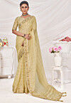 Woven Linen Saree in Beige