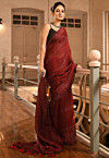 Woven Linen Saree in Maroon
