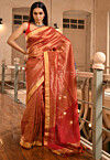 Woven Linen Saree in Maroon