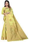 Woven Linen Saree in Yellow
