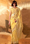 Woven Linen Saree in Yellow