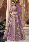 Woven Organza Jacquard Lehenga in Purple