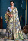 Woven Organza Saree in Blue