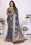 Woven Organza Saree in Grey