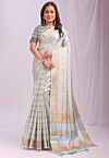 Woven Organza Saree in Sky Blue