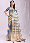 Woven Organza Saree in Sky Blue