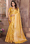 Woven Organza Saree in Yellow