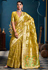 Woven Organza Saree in Yellow