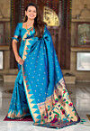 Woven Paithani Silk Saree in Blue