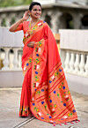 Paithani Saree in Coral Pink
