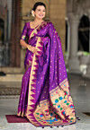 Woven Paithani Silk Saree in Purple