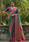 Woven Pashmina Silk Saree in Blue