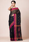 Woven Pure Cotton Dhakai Saree in Black