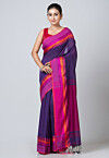 Woven Pure Cotton Saree in Dark Purple