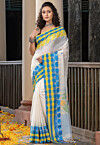 Woven Pure Cotton Saree in Off White