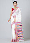 Woven Pure Cotton Saree in White