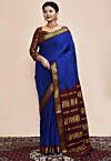 Woven South Cotton Silk Saree in Royal Blue
