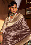 Woven Tissue Saree in Dusty Green